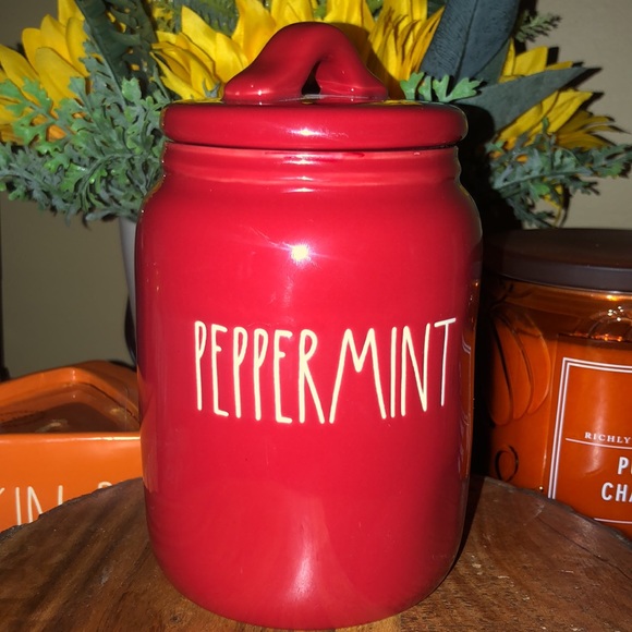 Rae Dunn Baby Peppermint Red Ceramic with a Sealed Lid Canister - Picture 1 of 4